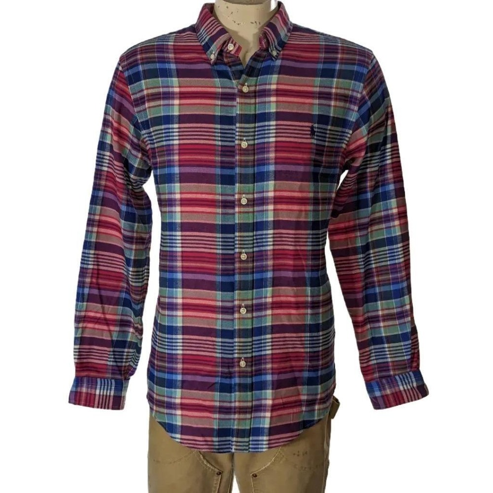 Polo Ralph Lauren Performance Flannel Slim Plaid Button Down Shirt Sz S NWT $110